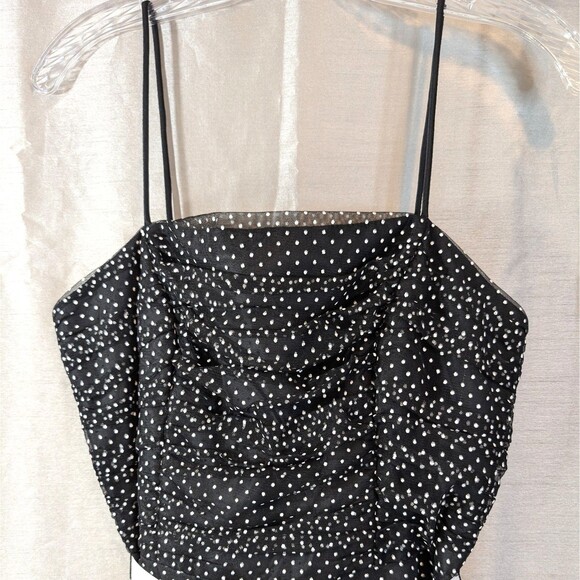 Onyx Nite Size 8 A-line Full Circle Midi 50s Dress Black White Polka Dot Prom - Picture 6 of 11